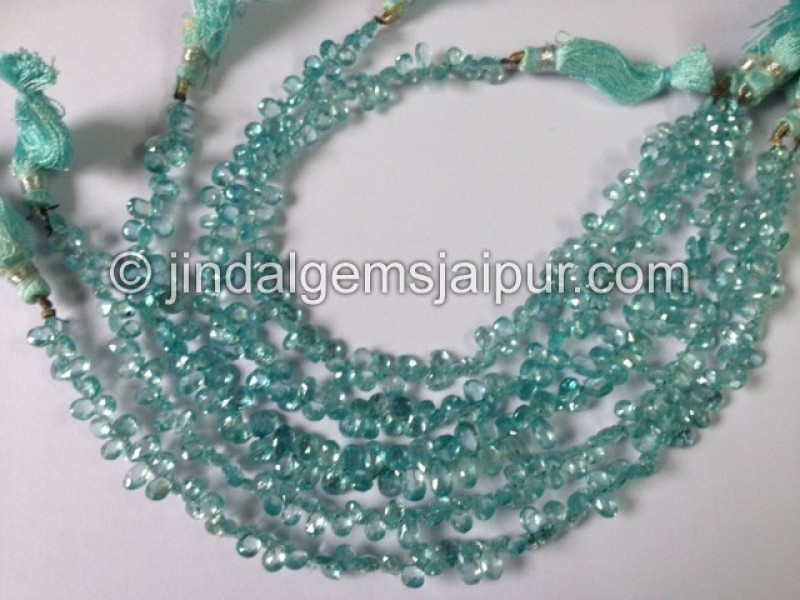Blue Zircon Faceted Pear Shape Beads